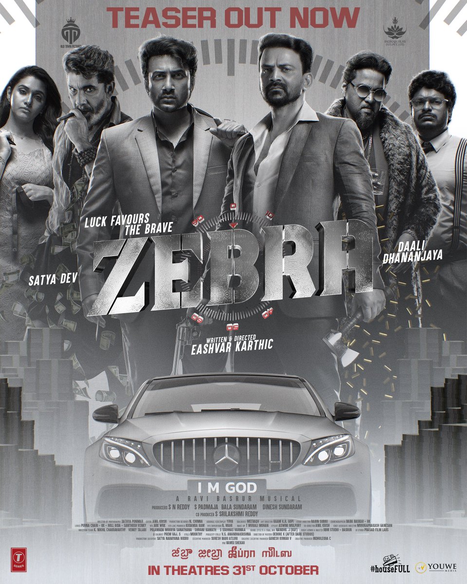 NameisNani's tweet photo. Wishing dear @ActorSatyaDev a blockbuster with #Zebra . This looks very promising Satya. You are one of the best actors we have and I can’t wait to see you win big. 🤗

Here’s the teaser 

https://t.co/9nXuMP8oRS 

In cinemas from October 31st. 

@Dhananjayaka #EashvarKarthic @RaviBasrur  @priya_Bshankar  @SNReddy09 @padmajafilms2 @OldTownPictures