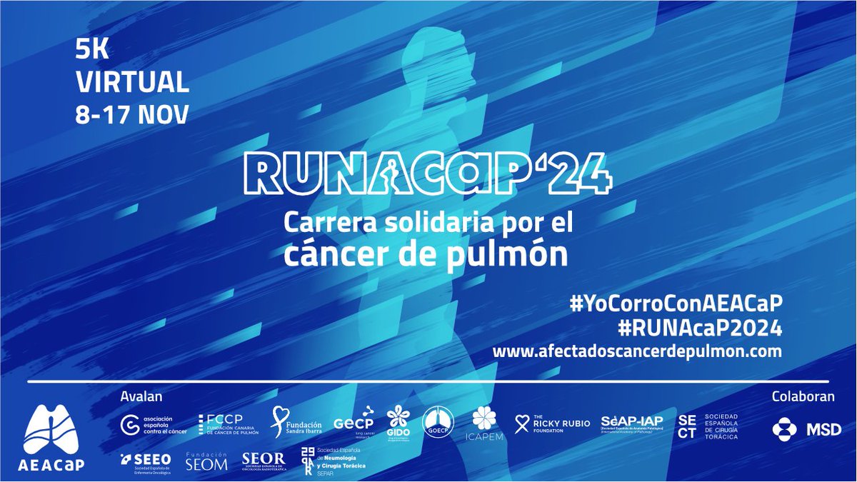 Cáncer de Pulmón (@aeacap) on Twitter photo 🔵👟 <a href="/AEACaP/">Cáncer de Pulmón</a> lanza su sexta edición de la ‘Carrera Solidaria por el #CáncerdePulmón’ en formato virtual
➡️ La participación será posible entre el 8 y 17 de noviembre
🔹Recorrido de 5 km
🔹Modalidad libre
🔹Se podrá realizar corriendo o caminando
ℹ️ bit.ly/AEACaP-carrera… 🔵👟 <a href="/AEACaP/">Cáncer de Pulmón</a> lanza su sexta edición de la ‘Carrera Solidaria por el #CáncerdePulmón’ en formato virtual
➡️ La participación será posible entre el 8 y 17 de noviembre
🔹Recorrido de 5 km
🔹Modalidad libre
🔹Se podrá realizar corriendo o caminando
ℹ️ bit.ly/AEACaP-carrera…