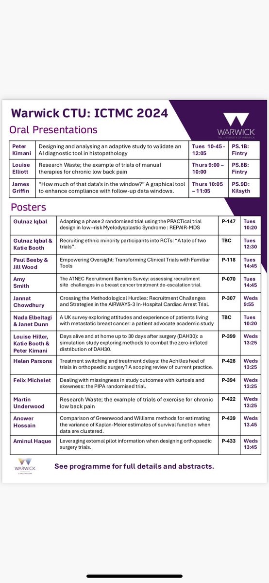 Warwick CTU (@warwickctu) on Twitter photo 📈Let’s talk methodology this Monday📈Over 20 <a href="/WarwickCTU/">Warwick CTU</a> staff are travelling to 🏴Edinburgh today for the great @ictmc2024 conference. A fun week of all things trial methodology, with loads of WCTU presenters - come chat to us and learn more about all our great work #ICTMC2024 📈Let’s talk methodology this Monday📈Over 20 <a href="/WarwickCTU/">Warwick CTU</a> staff are travelling to 🏴Edinburgh today for the great @ictmc2024 conference. A fun week of all things trial methodology, with loads of WCTU presenters - come chat to us and learn more about all our great work #ICTMC2024