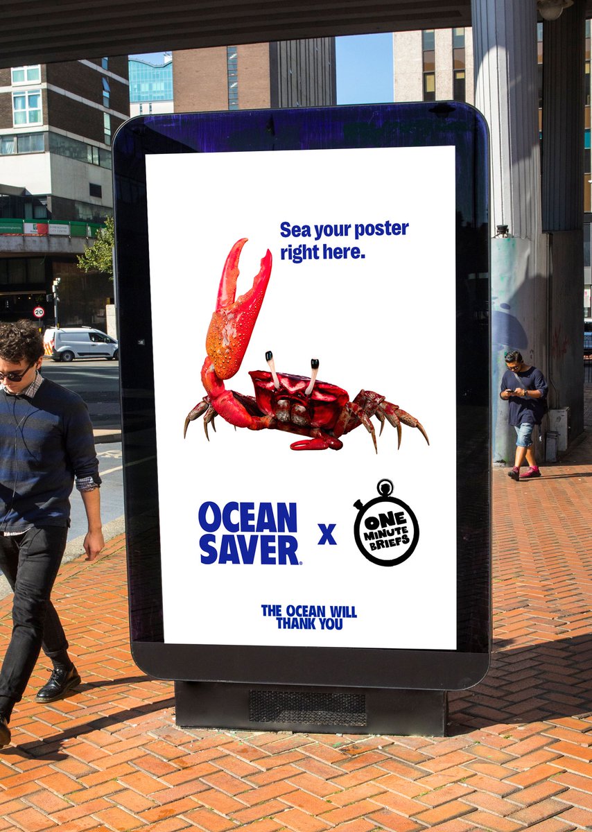 One Minute Brief of the Day: 
Create 6-sheet style posters to advertise <a href="/OceanSaverDrops/">OceanSaver</a> Plastic-Free Dishwasher Tablets.
#OceanSaver 

Full brief: bankofcreativity.co.uk/blog/omb-ocean…

Prize:
WINNER: £150 cash!!

Repost! 🙏🏼 🌊