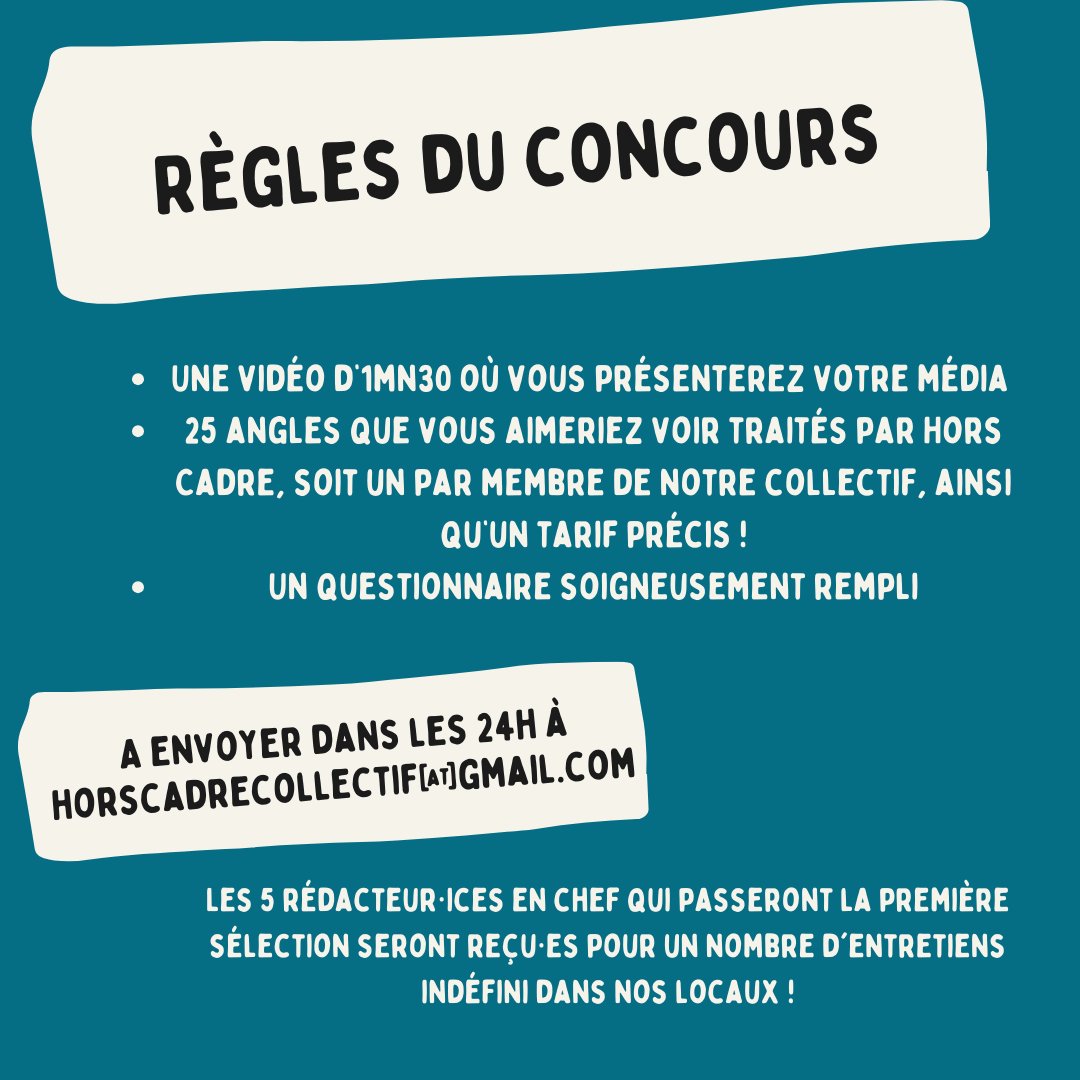 Son règlement est simple : il vous suffit de nous envoyer par mail un dossier de candidature comprenant les pièces suivantes dans les 24 heures à compter de la publication de cette annonce. 

Le règlement complet est à retrouver ici : docs.google.com/document/d/1s4…
