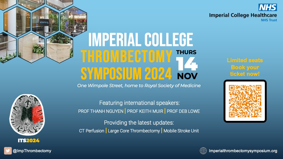 Imperial Thrombectomy Symposium (@impthrombectomy) on Twitter photo Just over 6 weeks to go till the annual Imperial Thrombectomy Symposium! Get your tickets now and join our fantastic lineup of speakers as we discuss the hottest updates on stroke thrombectomy. Just over 6 weeks to go till the annual Imperial Thrombectomy Symposium! Get your tickets now and join our fantastic lineup of speakers as we discuss the hottest updates on stroke thrombectomy.