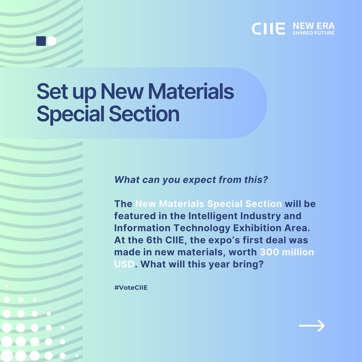 ciieonline's tweet photo. Want to discover what's new at the Business Exhibition of the 7th CIIE? Swipe right and find out!
#CIIE2024 #ExpectGoodReturns #VoteCIIE
