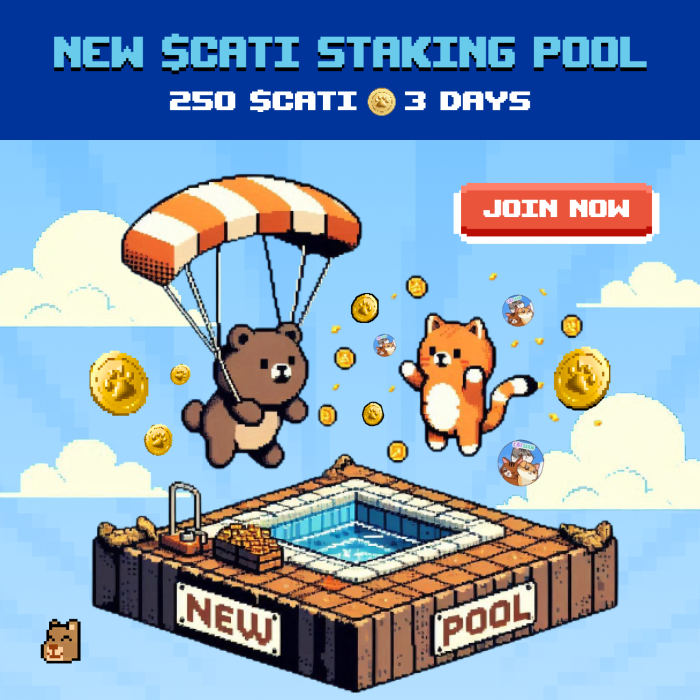 CatchTON_app's tweet photo. 😸 250 $CATI Up for Grabs! 
🐾 Join the New Staking Pool Now!

The new $CATI Staking Pool is open, and 250 $CATI is up for grabs!

You’ve got 3 days to stake and claim your rewards, so don’t miss out on this exciting opportunity.

Hurry, don’t miss out guys!

👉 Join now: https://t.co/gLo7ic60eO