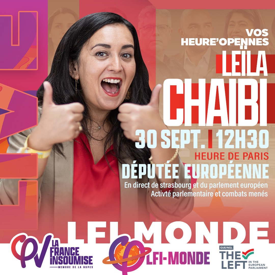 leilachaibi's tweet photo. 🔴Rendez-vous à 12h30 pour un entretien en direct sur la chaîne de @LFIMonde🎙️

👉https://t.co/fval4yOHxH https://t.co/xcqohOIvIZ