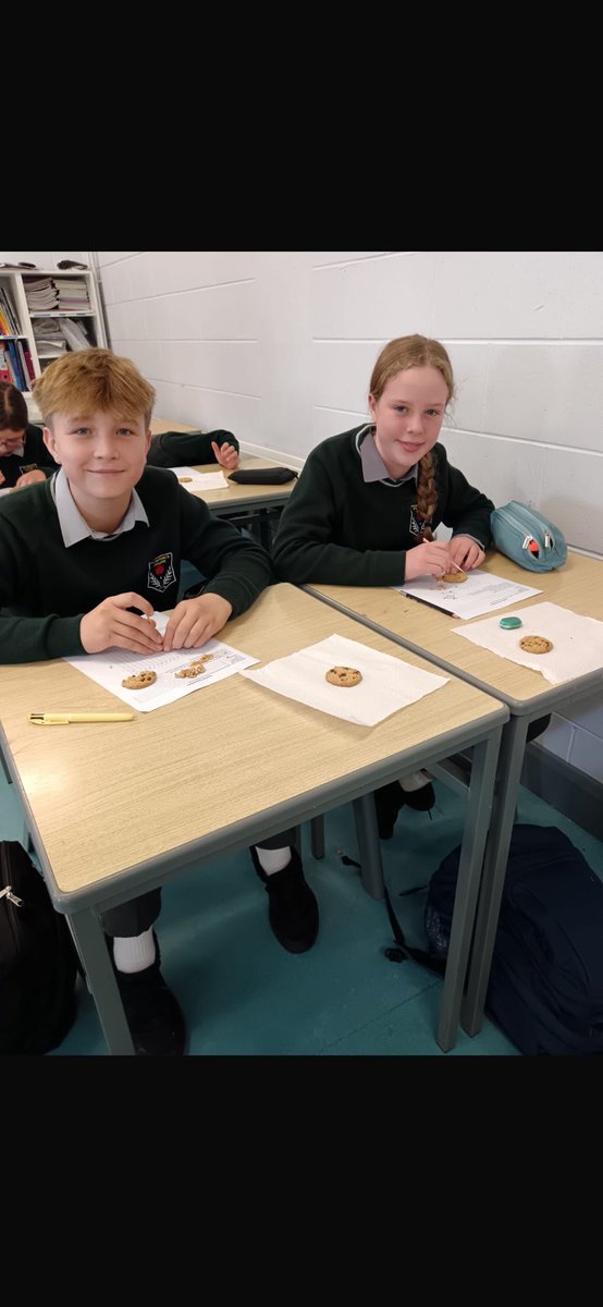 Colm 1 and their teacher Ms Harkin busy excavating cookies in History class today. They got to eat their cookies after excavation! 🍪