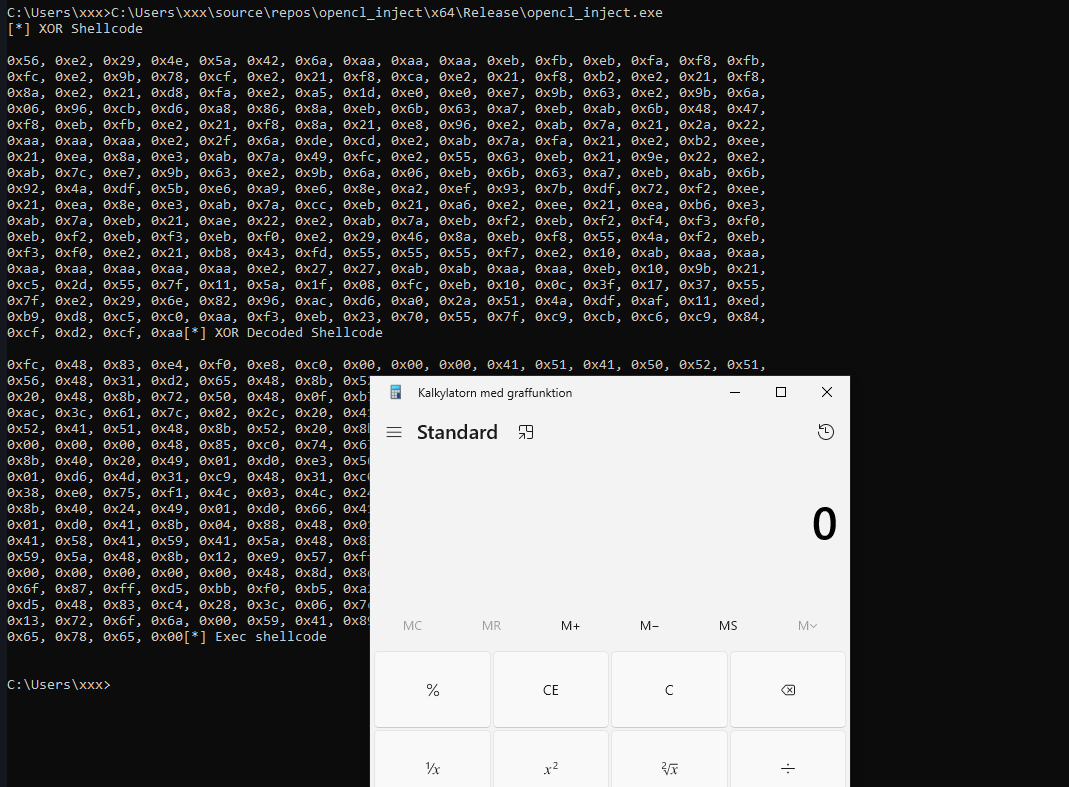 J3rge's tweet image. Working on opencl/GPU XOR decode shellcode and exec it in mem.
