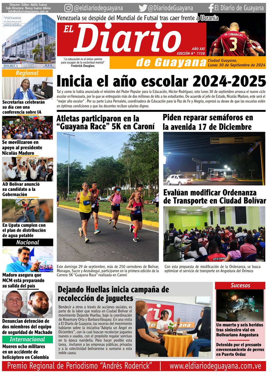 ¡Buenos días!
Estas y otras informaciones las puedes ampliar en⤵️⤵️⤵️   
eldiariodeguayana.com.ve

#30Septiembre #Noticias #Guayana #Bolivar #Venezuela #Lunes