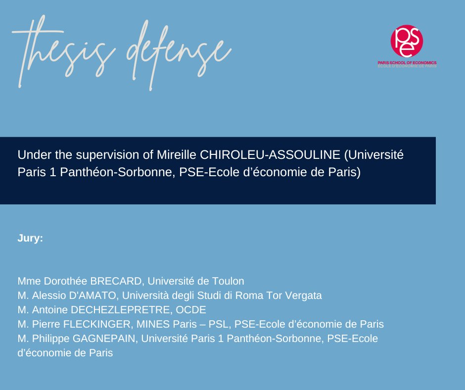 Paris School of Economics (@pseinfo) on Twitter photo 🧑🎓Best wishes to Xavier Koch (<a href="/PSEinfo/">Paris School of Economics</a> <a href="/SorbonneParis1/">Université Paris 1 Panthéon-Sorbonne</a> ) who will defend tomorrow his thesis entitled "Environmental Policy and Corporate Initiatives for Green Technological Change" under the supervision of Mireille Chiroleu-Assouline 🍀 parisschoolofeconomics.eu/en/koch-xavier/ 🧑🎓Best wishes to Xavier Koch (<a href="/PSEinfo/">Paris School of Economics</a> <a href="/SorbonneParis1/">Université Paris 1 Panthéon-Sorbonne</a> ) who will defend tomorrow his thesis entitled "Environmental Policy and Corporate Initiatives for Green Technological Change" under the supervision of Mireille Chiroleu-Assouline 🍀 parisschoolofeconomics.eu/en/koch-xavier/
