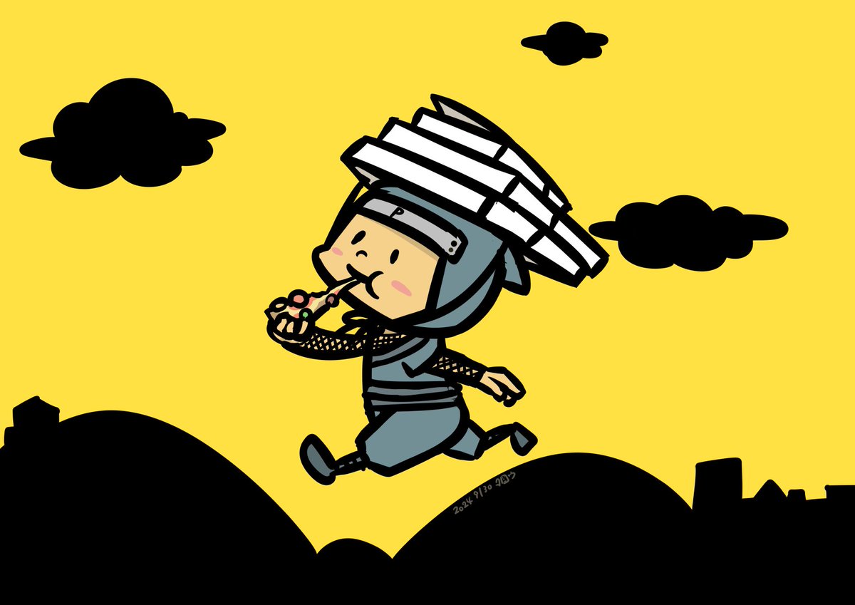 「9/30おいしいピッツァをおとどけ#宅配ピザの日 #今日は何の日 」|タロウ@一日一絵のイラスト