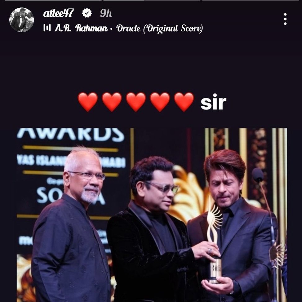 CinemaInBlood's tweet photo. Atlee Kumar on Shah Rukh Khan winning the best actor award at IIFA for Jawan https://t.co/0IDhcR0SO7