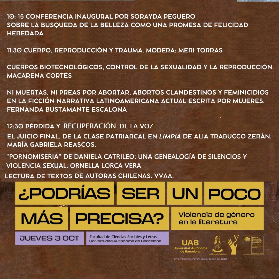 Claudia Apablaza (@lamujerrota) on Twitter photo 📕Nos vemos este jueves en la <a href="/UABBarcelona/">Universitat Autònoma de Barcelona</a> en el simposio “¿Podrías ser un poco más precisa?” Organizado con el grupo de investigación Cos i Textualitat 🔥 gracias a todas las que han apoyado esta maravilla de encuentro. Dejo acá la programación 📕Nos vemos este jueves en la <a href="/UABBarcelona/">Universitat Autònoma de Barcelona</a> en el simposio “¿Podrías ser un poco más precisa?” Organizado con el grupo de investigación Cos i Textualitat 🔥 gracias a todas las que han apoyado esta maravilla de encuentro. Dejo acá la programación