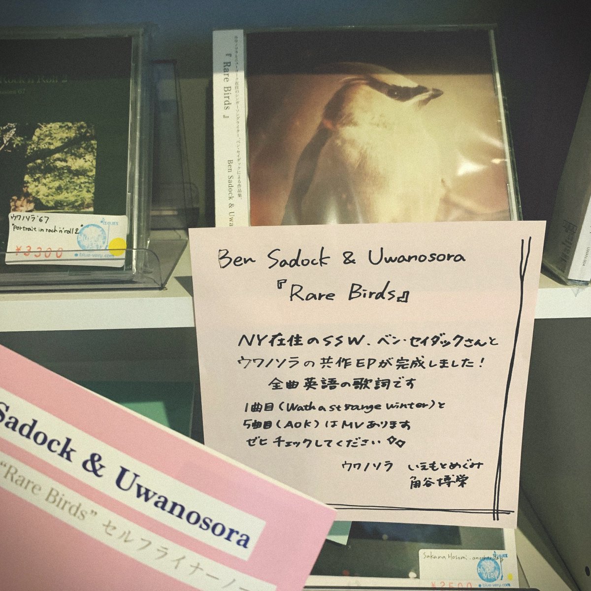 【入荷情報】
本日発売 Ben Sadock &amp; Uwanosora『Rare Birds』アーティストご来店にて納品されました。お話によると在庫も僅かとの事でした。ぜひ限定特典付きでゲットしましょう。鎌倉の店頭/通販OKです。

ご注文 blue-very.com/?pid=182529780

ウワノソラお二方ありがとうございました。