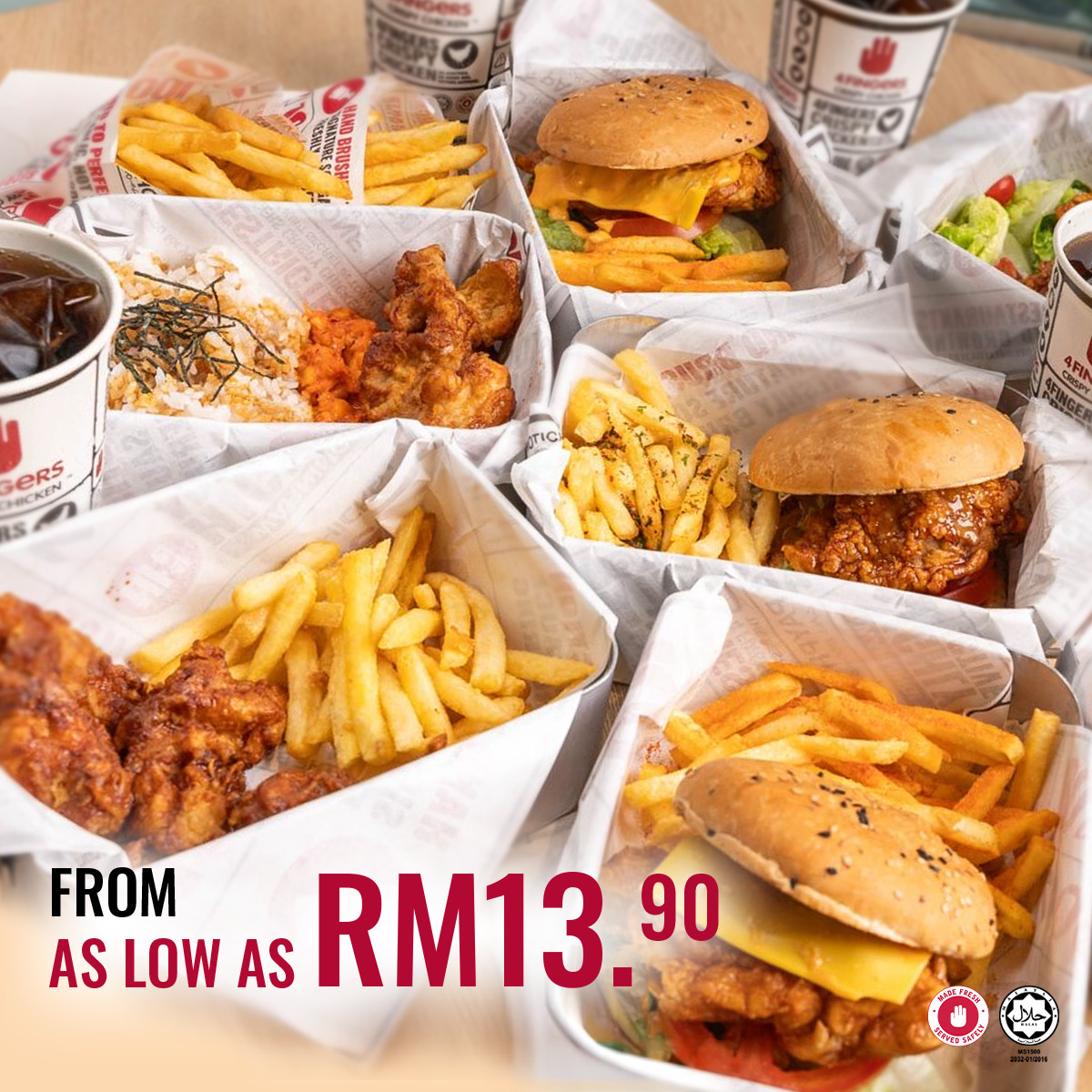 4FingersMY's tweet photo. Nikmati Tea Break Deals baharu dari pukul 2-6 petang, setiap Isnin-Jumaat dngan kombo serendah RM13.90.😋 8 kombo menarik untuk memenuhi keinginan anda. 

Dapatkan promosi terhad di cawangan 4Fingers Crispy Chicken berdekatan anda hari ini! 

#AyamGorengKorea #promo #promosi https://t.co/MuJOaWq0md