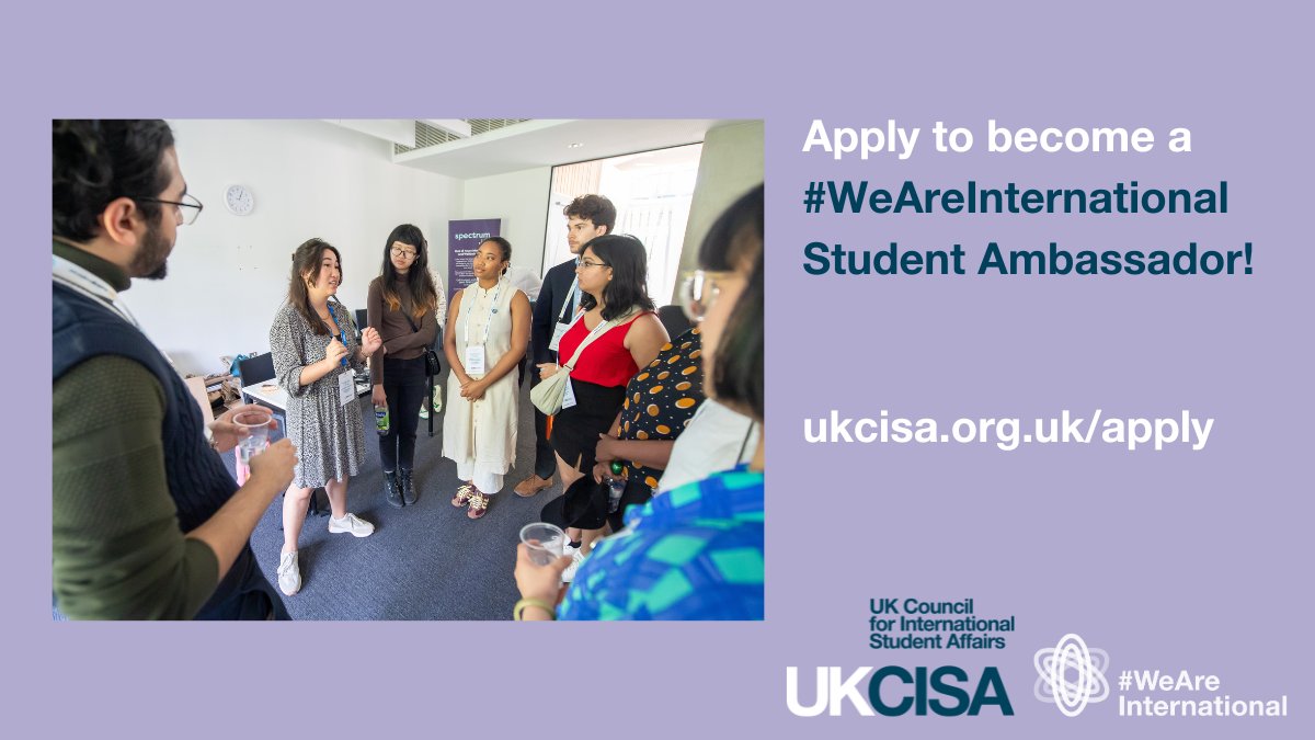 🌍👩‍🎓 Applications are now open for the 2025-26 #WeAreInternational Student Ambassador programme! 

Find out more about the programme and how you can help support students in applying: ukcisa.org.uk/studentnews/21…

Find out more about the process, including how to apply: