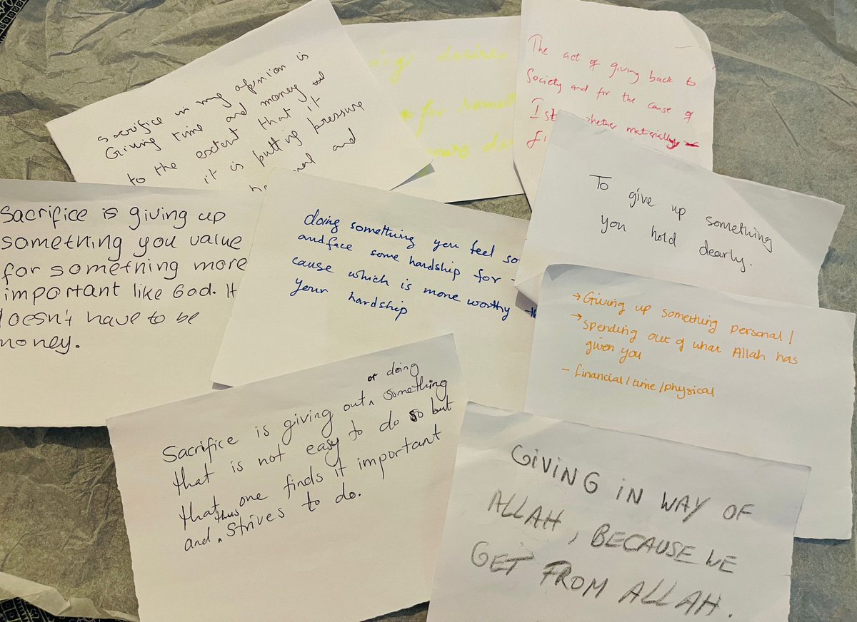 LajnaUK's tweet photo. At one of the talks delivered during the #LajnaUKIjtema2024, we explored the profound concept of sacrifice in our lives—particularly financial sacrifice. 
Here’s what sacrifice meant to some of our audience:

#FinancialSacrifice #Reflection #TehrikeJadid https://t.co/4o5MZoqPO3