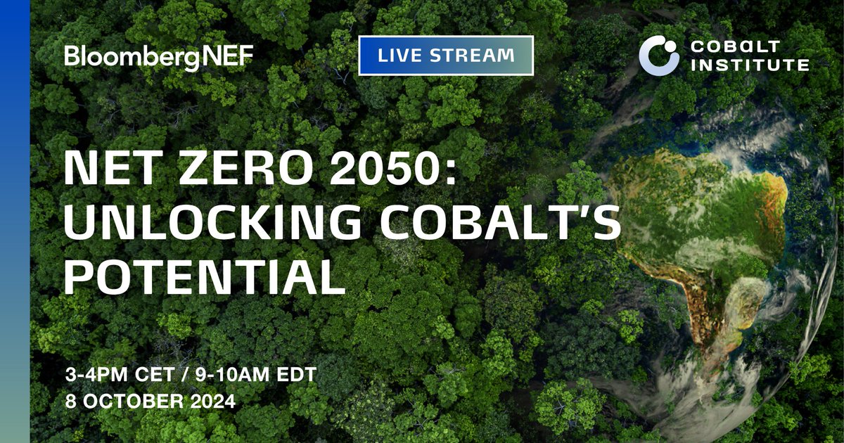 Cobalt Institute (@cobaltinstitut) on Twitter photo We’re launching our groundbreaking #Cobalt2050 study with <a href="/BloombergNEF/">BloombergNEF</a> – the first-ever deep dive into #cobalt's critical role in the #netzero #energytransition!
Join our webinar on Oct 8th, 3-4pm CET / 9-10am EDT
🔗 Register now: cobaltinstitute.org/event/net-zero…
#EVs #GreenEnergy We’re launching our groundbreaking #Cobalt2050 study with <a href="/BloombergNEF/">BloombergNEF</a> – the first-ever deep dive into #cobalt's critical role in the #netzero #energytransition!
Join our webinar on Oct 8th, 3-4pm CET / 9-10am EDT
🔗 Register now: cobaltinstitute.org/event/net-zero…
#EVs #GreenEnergy