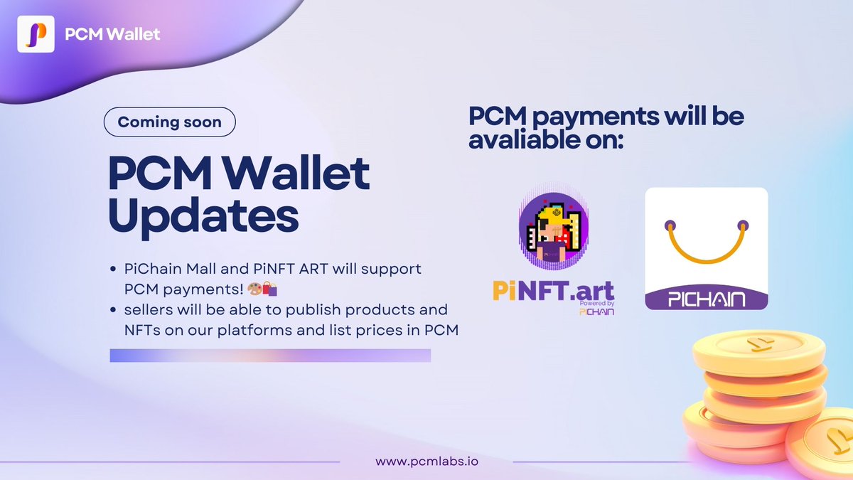 pichainmall's tweet image. 🚀 Exciting Update Coming Soon for PCM Wallet! 🎉

In the upcoming version, both PiChain Mall and PiNFT ART will support PCM payments! 🎨🛍

💡 Sellers: You will soon be able to publish your products and NFTs on our platforms and list prices in PCM!

⚠️ Note: The PCM withdrawal…