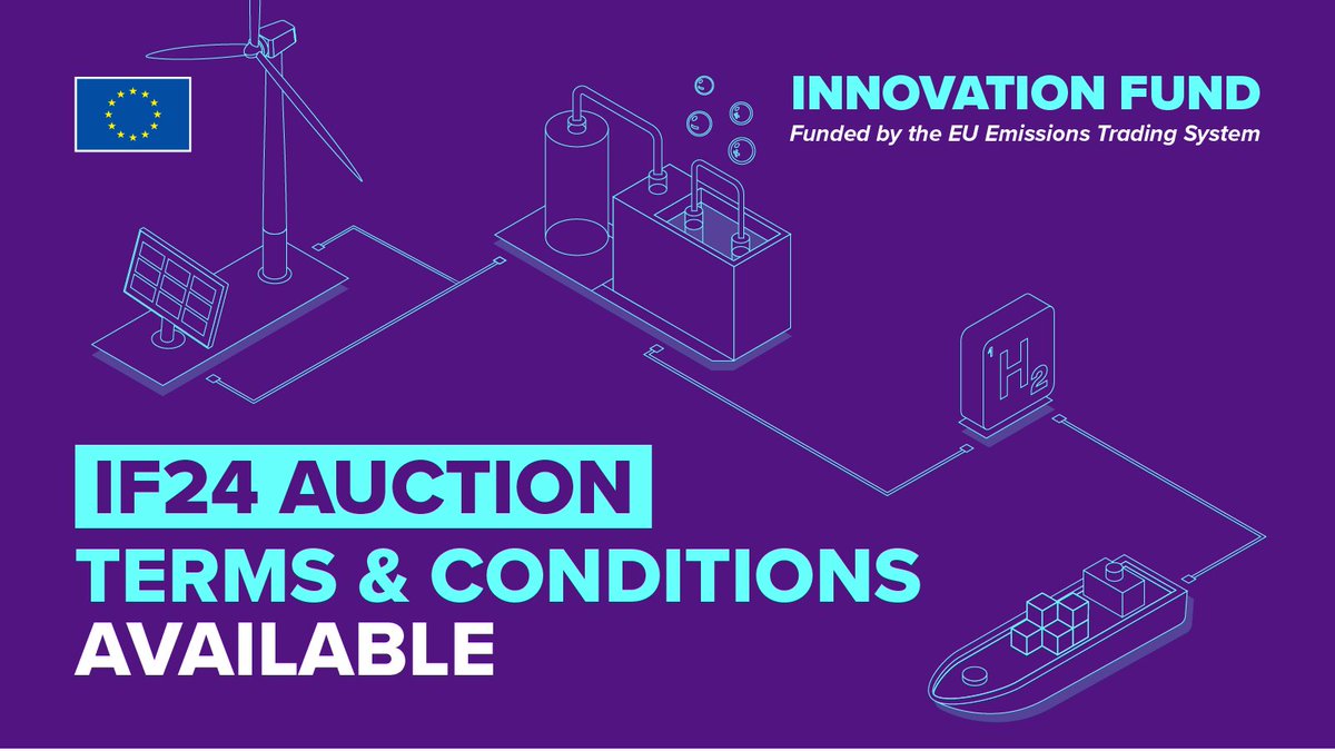 The #IF24Auction for the production of renewable hydrogen 🫧 is coming up ✨

Via  the #InnovationFund, the auction will award up to €1.2 billion to successful producers in the European Economic Area.

Check out the Terms &amp; Conditions 👉 climate.ec.europa.eu/news-your-voic…
#EUETS