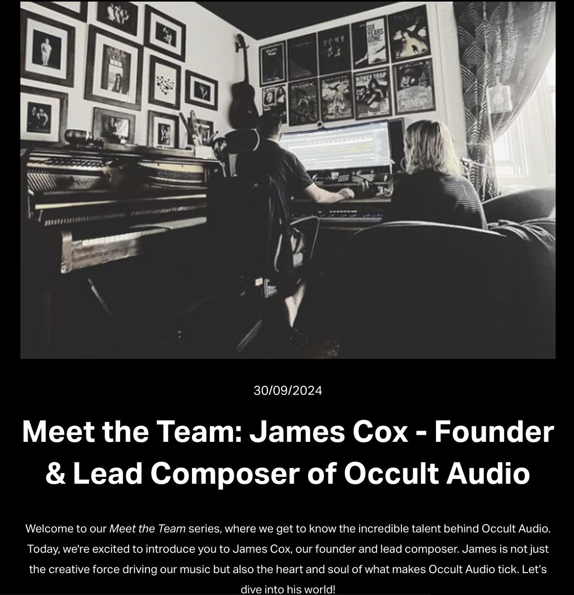 🎶 Ever wonder what goes on behind the scenes at Occult Audio? 

Meet our founder &amp; lead composer, James Cox, in our latest "Meet the Team" blog!

From composing epic scores to balancing dad life—get to know the creative mind behind the music.

🔗 occult-audio.com/blog/meet-the-…
