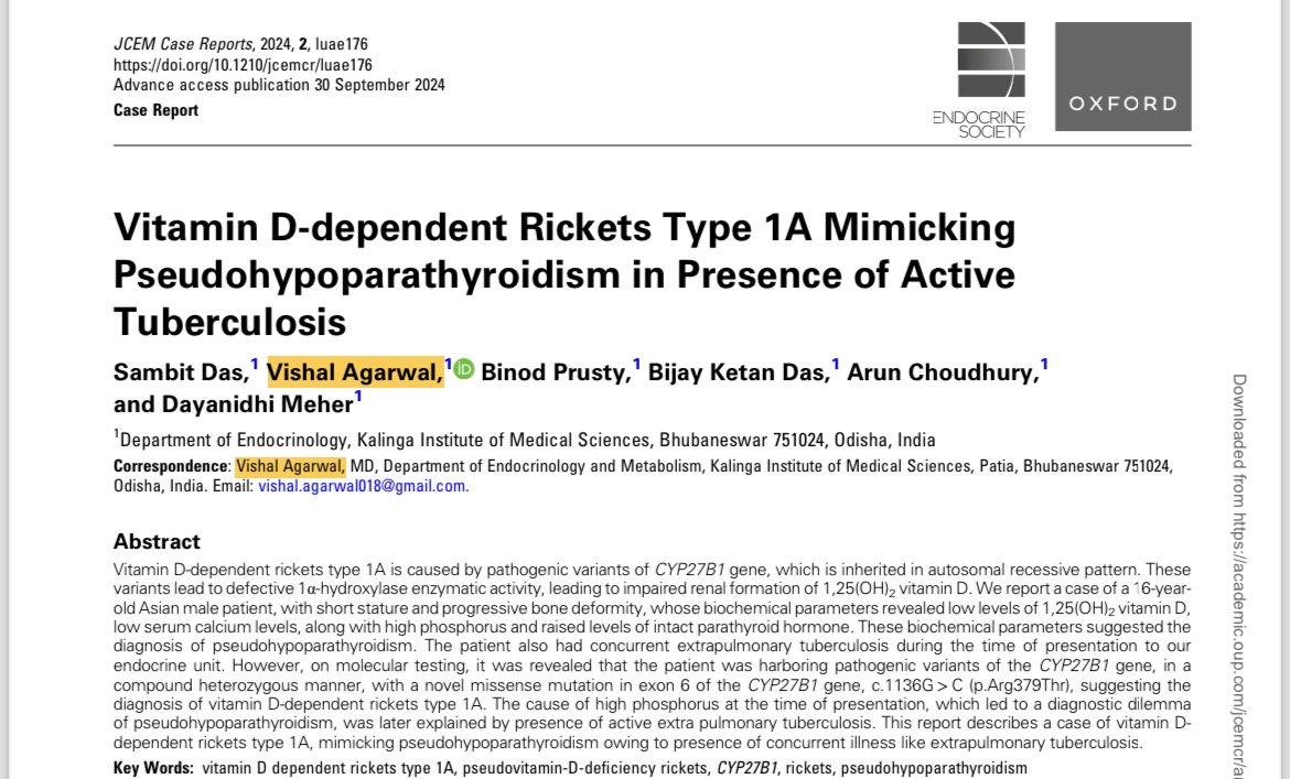 endo_docvishal's tweet image. Happy to share that our latest case report has been featured in JCEM Case Reports. Congratulations to the entire team. Special thanks to my mentor Prof. Sambit Das for his constant guidance and support.
@TheEndoSociety @IndiaESI @KIMSBBSR @ESEndocrinology 
academic.oup.com/jcemcr/article…