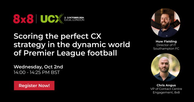 8x8 is proud to help the Southampton Football Club elevate fan experiences both on &amp; off the pitch. ⚽ On 2nd October at DTX + UCX London 2024, don't miss this fireside chat between Huw Fielding of <a href="/SouthamptonFC/">Southampton FC</a> &amp; Chris Angus of <a href="/8x8/">8x8</a> about enhancing #CX. bit.ly/3TPoXA9