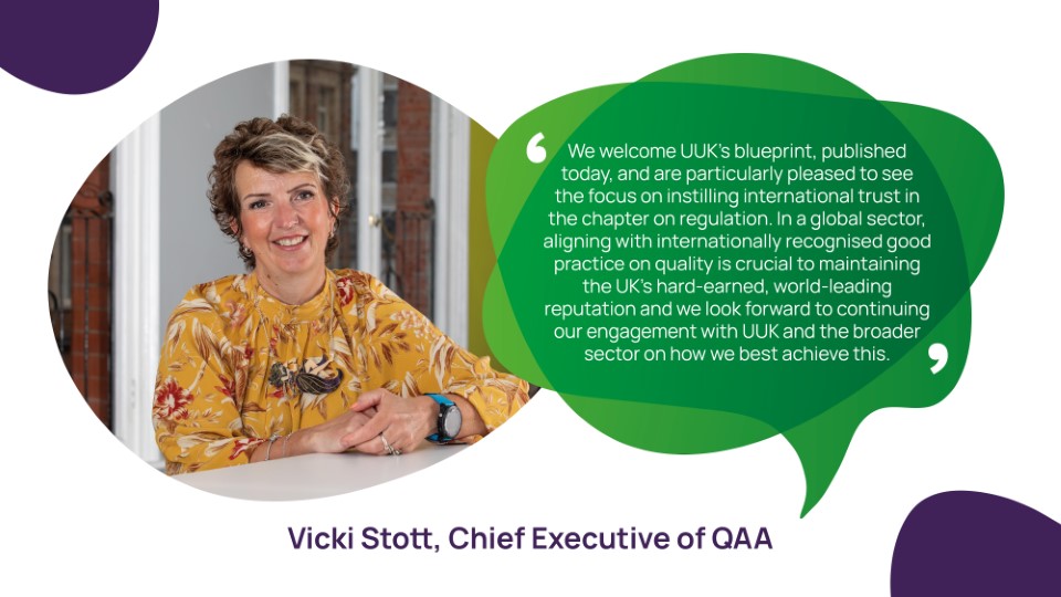 QAA (@qaatweets) on Twitter photo Our Chief Executive @Vicki__Stott welcomes today's publication of <a href="/UniversitiesUK/">Universities UK</a>'s Blueprint for Change. Our Chief Executive @Vicki__Stott welcomes today's publication of <a href="/UniversitiesUK/">Universities UK</a>'s Blueprint for Change.