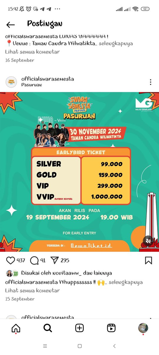 Wts WTB , forsale 2 tiket dewa19 kategori gold price normal early bird, minat DM ya