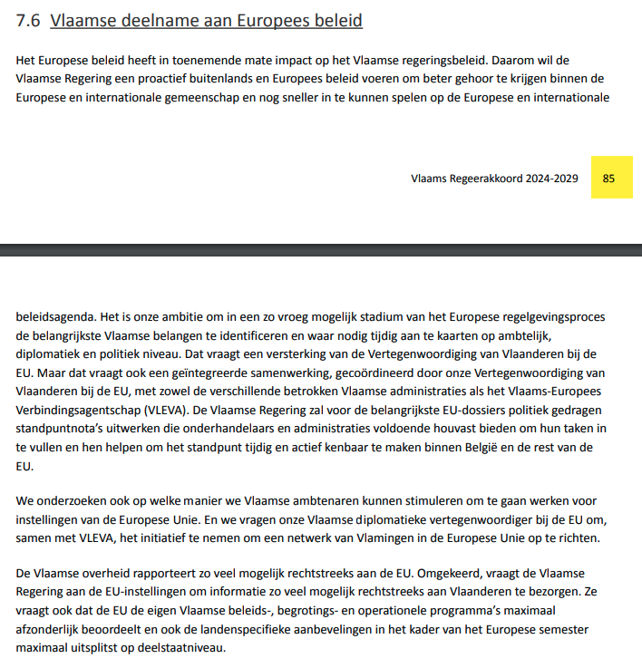 Veel succes aan Vlaamse Regering!
We kijken uit naar verderzetting van een goede samenwerking. Sterke betrokkenheid van Vlaamse middenveld &amp; lokale besturen bij de EU is cruciaal voor optimale behartiging van 🇪🇺belangen van Vlaanderen. VLEVA blijft daarbij de brug tussen VL &amp; EU.