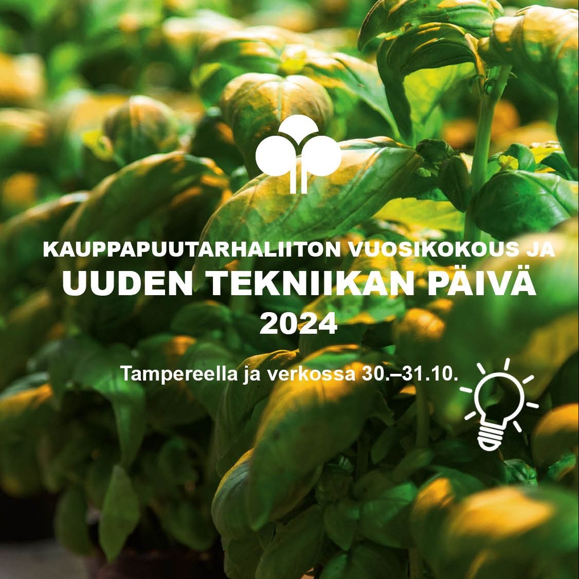 Kauppapuutarhaliiton vuosikokous ja Uuden Tekniikan Päivä lähestyvät - tule mukaan 30.–31.10. Tampereelle tai webinaariin!
⁠
Uuden Tekniikan Päivän aikana esitellään kasvihuonealaan liittyviä uusia tekniikoita ja innovaatioita. ⁠
⁠
Lue lisää: lyyti.fi/reg/Kauppapuut…