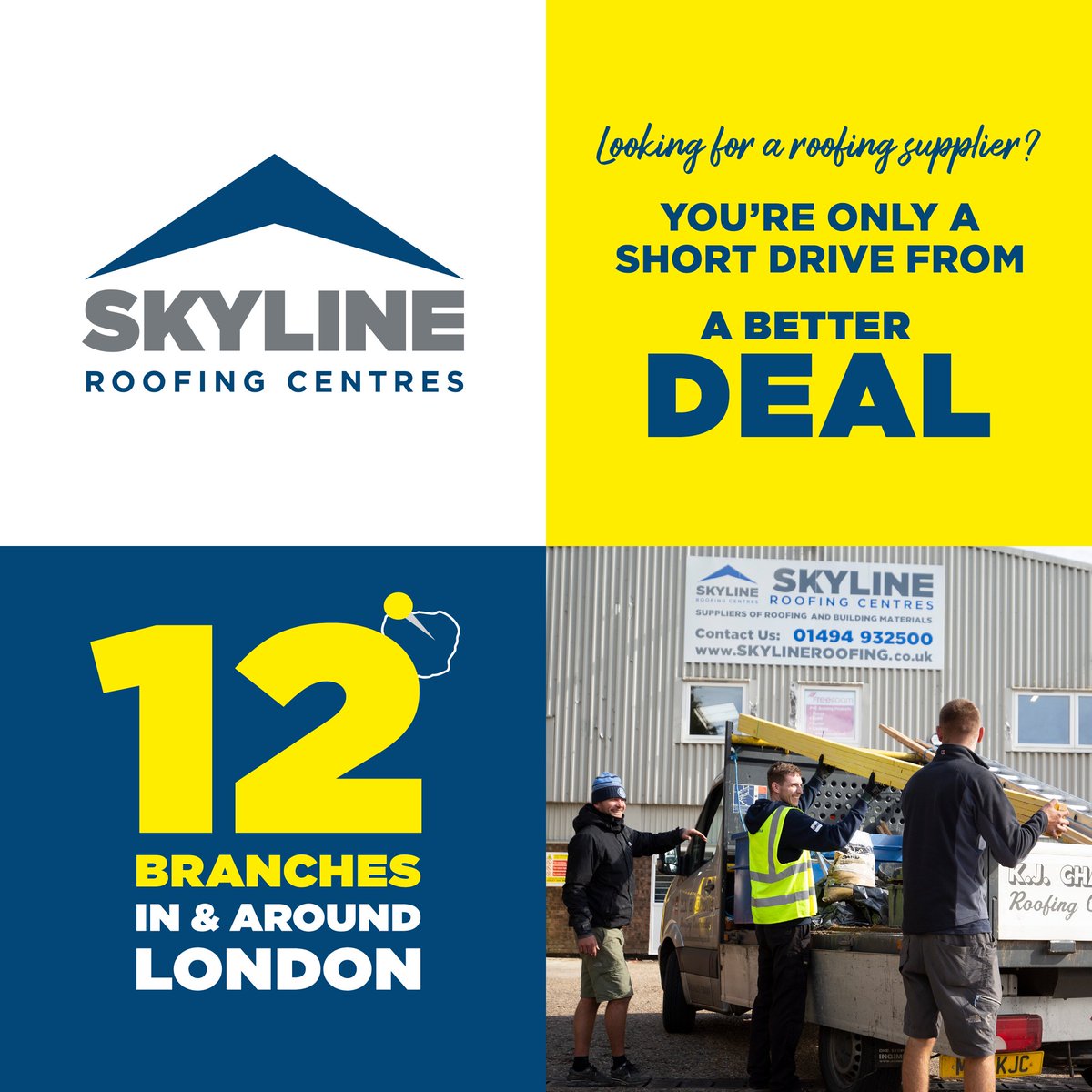 You can count on us to get you what you need, when you need it.

• 12 Branches
• Extensive Fleet
• 2 Distribution Hubs

If you'd like help selecting the right materials for your project, get in touch! 

skylineroofing.co.uk

#roofingsupplies #construction #roofer #london