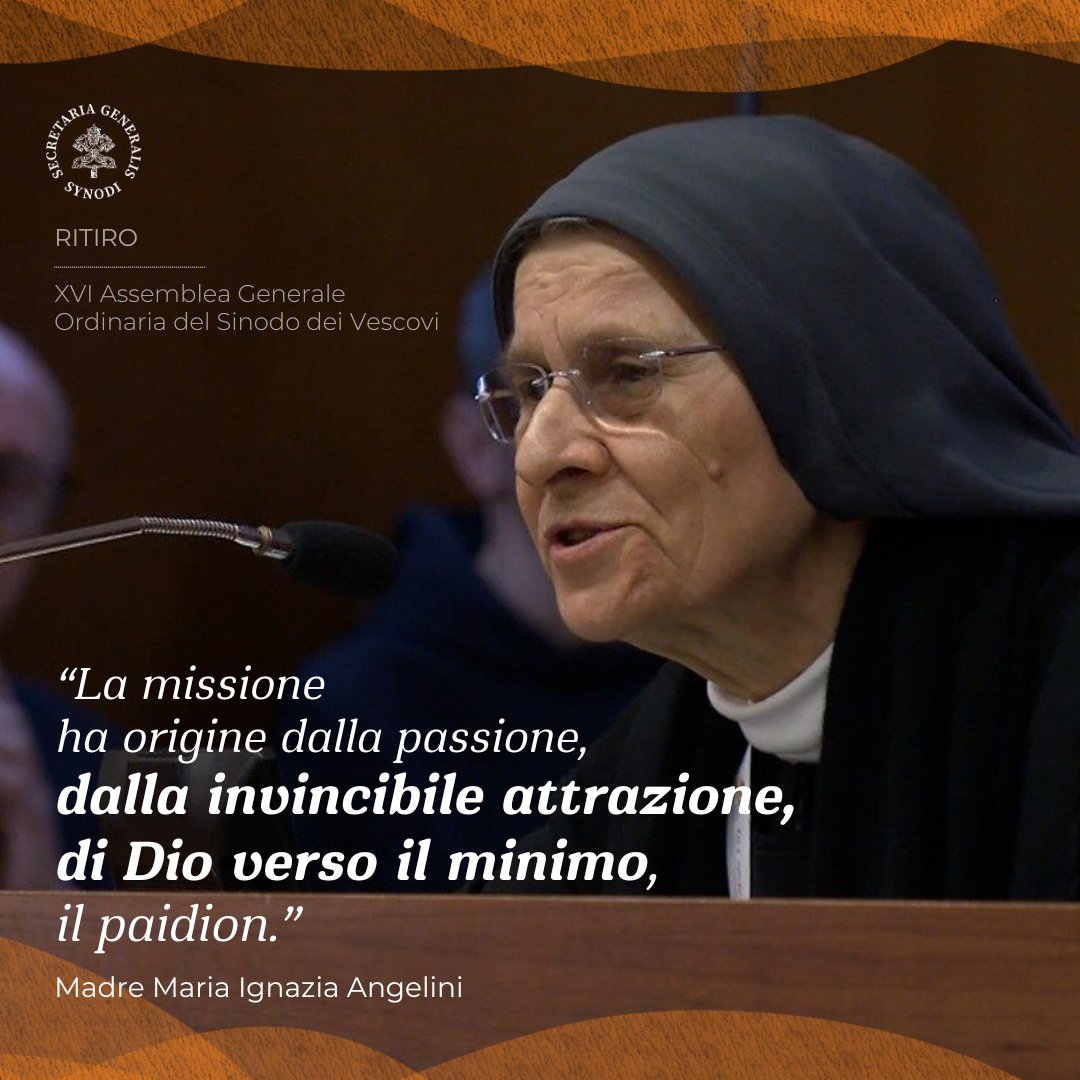"How can we be a synodal Church in mission?"
This is the question to which Mother Maria Ignazia Angelini dedicated her reflection during Morning Prayer, at the opening of the Second Session of the @16synodassembly

#synod2024 #sínodo2024 #sinodo2024  #sínodo2024  #synode2024