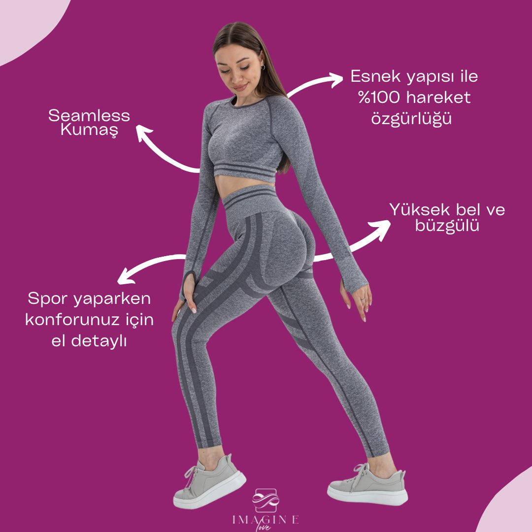 imaginelovetr's tweet photo. “Her adımda rahatlık, her harekette şıklık! Spor tayt takımlarımızla performansınızı zirveye taşıyın. Spor yaparken konforu hissedin, tarzınızı yansıtın! 🏃‍♀️💥 

#imaginelove #kadıngiyim #sonbahar #sonbaharkombini #spor #sportayt https://t.co/xIybLatYv5