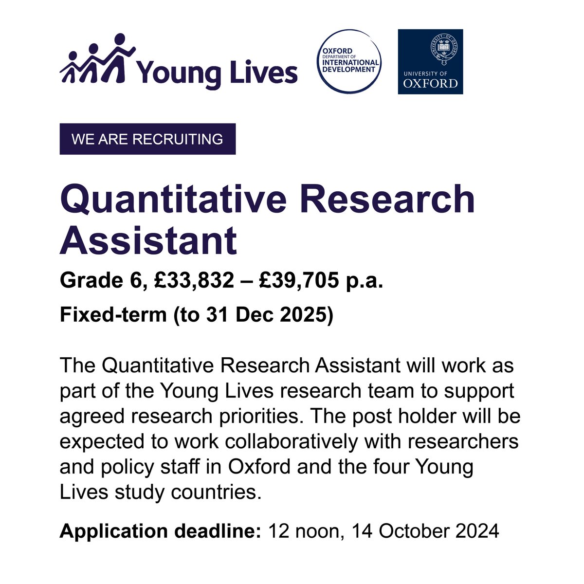 📢 We are recruiting!
Quantitative Research Assistant 📊
If you have an MSc, strong quantitative analysis skills &amp; team-working skills, as well as experience working with micro-datasets &amp; STATA, then why not apply! bit.ly/3ZIYIPm
Deadline: 12 noon (GMT), 14 October 2024