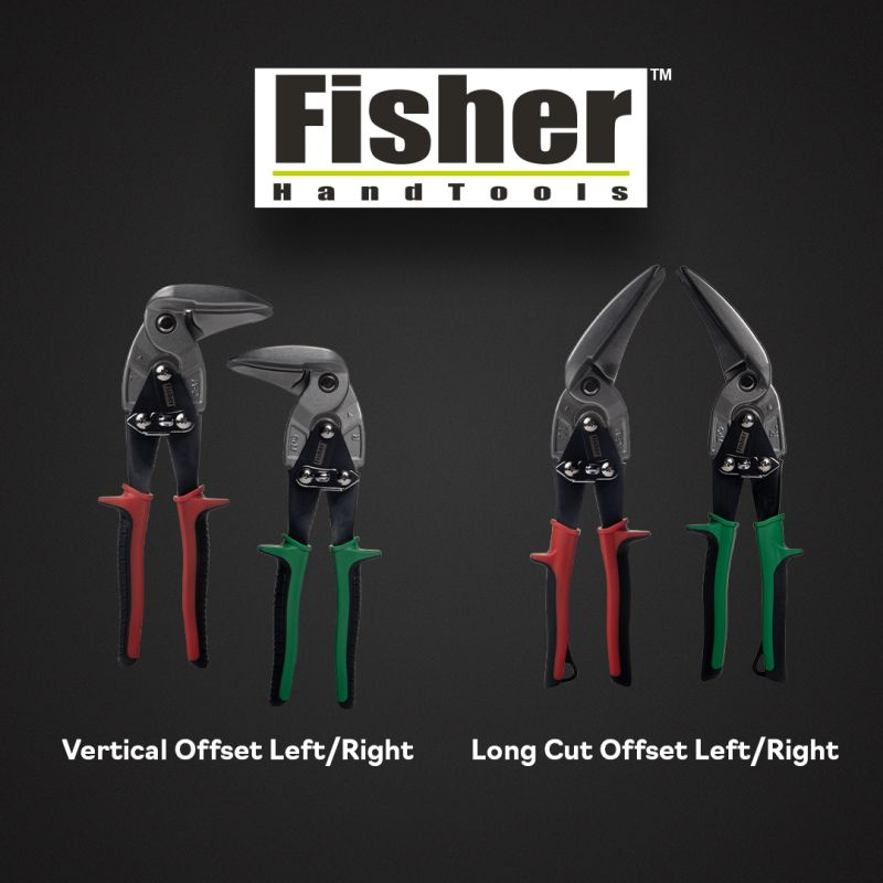 LevisBuildComp's tweet image. The Fisher Hand Tools Aviation Snips feature dropped forged chrome blades and serrated edges for easy, precise cutting of metal panels. They can cut 18 gauge stainless steel—an essential tool for any metal panel job! #AviationSnips #MetalworkingTools