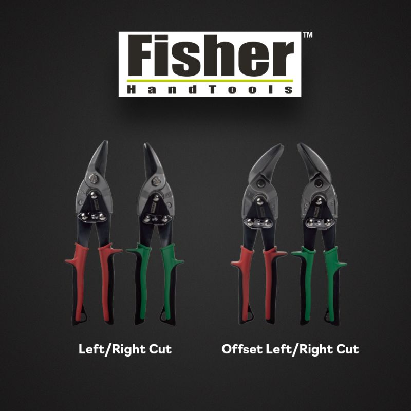 LevisBuildComp's tweet image. The Fisher Hand Tools Aviation Snips feature dropped forged chrome blades and serrated edges for easy, precise cutting of metal panels. They can cut 18 gauge stainless steel—an essential tool for any metal panel job! #AviationSnips #MetalworkingTools