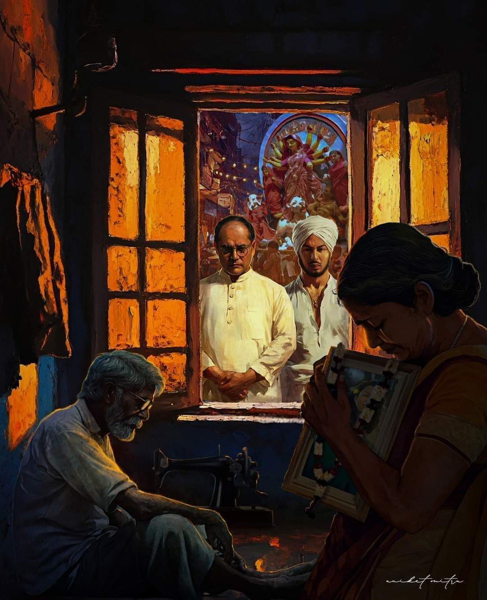 A spine-chilling portrait by Artist Aniket Mitra!

#JusticeforRGKar #Netaji #BhagatSingh