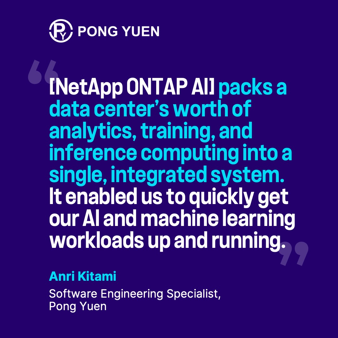 NetAppIL's tweet photo. Pong Yuen uses #AI + the #metaverse not just as an immersive experience, but as an opportunity to help customers make more informed business decisions. Discover how we help Pong Yuen deliver cutting-edge testing environments for their customers: https://t.co/qqAxGTRgkf https://t.co/adN8gd92m6