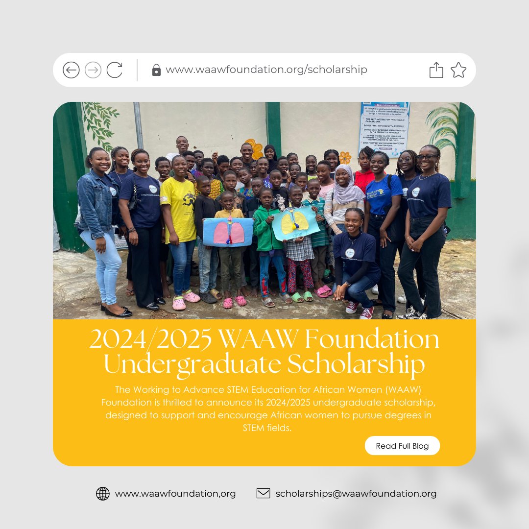 WAAW_Foundation's tweet photo. Everything you need to know about the 2024/2025 WAAW Foundation scholarship is here - https://t.co/FwED8P3MQs

-WF https://t.co/HVv57g67FL