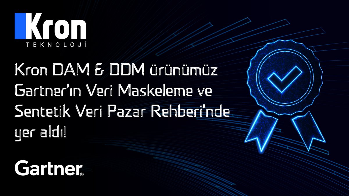 Kron'un verilere güvenli şekilde erişilmesini ve hassas verilerin gerçek zamanlı olarak maskelenmesini sağlayan yenilikçi ürünü Kron DAM&amp;DDM, Gartner'ın Veri Maskeleme ve Sentetik Veri için Pazar Rehberi'nde yer aldığını duyurmaktan mutluluk duyuyoruz.

👉 bit.ly/3N6iay0