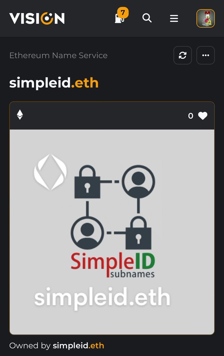 SimpleID_eth's tweet image. Been seeing so many buys, and this is a huge one.

SimpleID.eth is prime ens and it’s been listed to see what it could attract as an ongoing project.

Ranked 7th in Vision subnames chart.

vision.io/name/ens/simpl…