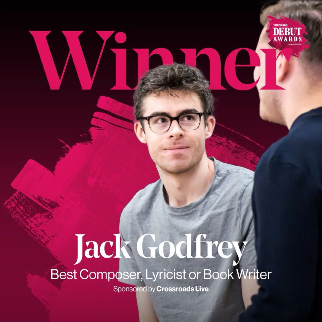 XRoads_Live's tweet photo. Congratulations to the nominees &amp; winners of @TheStage #DebutAwards where #crossroadslive was proud to sponsor the award for Best Composer, Lyricist or Book Writer for the 2nd year.

Wonderful to celebrate the new talent in the room &amp; huge congratulations @jjgodfreyy 
#theatre https://t.co/yoDSFToKM6