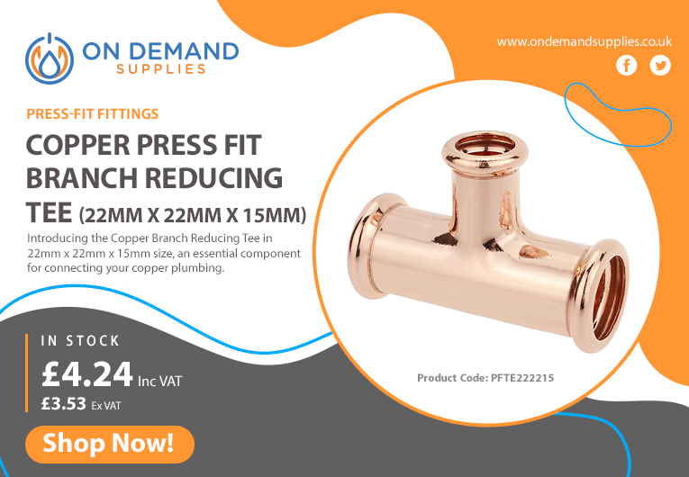 Copper Press Fit Branch Reducing Tee (22mm x 22mm x 15mm) – In Stock NOW! 🔥

WRAS Approved
Flame-Free Installation
Max 16 Bar Pressure &amp; 85°C
Affordable Pricing + Ready to Ship! Need a quote? Contact us today! 💬

#Plumbing #CopperFittings #InStock #Engineering