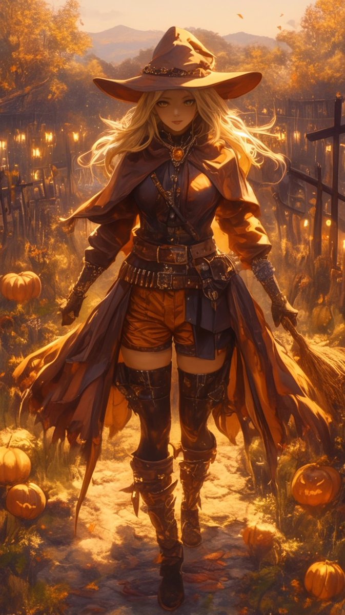 6palK's tweet photo. 「魔法の秋、ハロウィンの夜が始まる🌙✨ 魅惑の魔女と一緒に冒険へ出かけよう！」

#ハロウィン2024 
#魔法の秋 
#魔女の夜 
#PumpkinMagic 
#ハロウィンイラスト 
#FantasyArt #秋の魔法 https://t.co/eS6uMp85XL