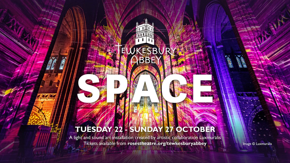 Journey through outer space this October! Join us for SPACE 🪐at Tewkesbury Abbey, a light and sound art installation created by artistic collaboration Luxmuralis from Tuesday 22 – Sunday 27 October 2024.
🎟️Book tickets rosestheatre.org/TewkesburyAbbey