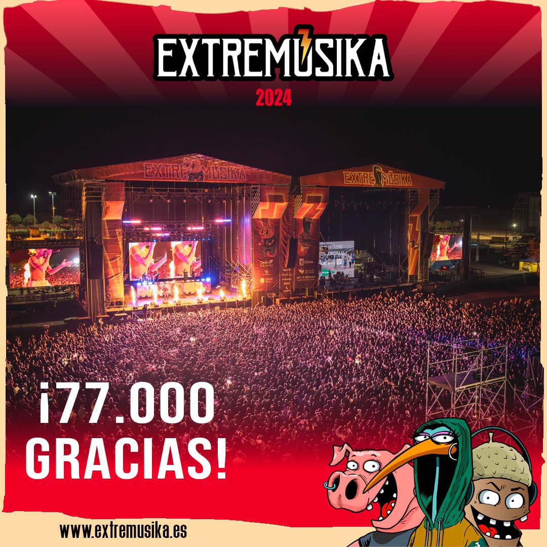 ⚡️¡𝙂𝑹𝘼𝑪𝙄𝑨𝙎 𝙋𝑶𝙍 𝙏𝑶𝘿𝑶, 𝙁𝑨𝙈𝑰𝙇𝑰𝘼!⚡️

Nos llevamos #Extremusika2024 en el corazón, pero ya estamos preparando la próxima. ¡Nos vemos en 2025 para seguir liándola con la mejor música y mucha más energía!