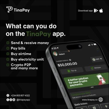 chatkrum's tweet image. Simplify your financial life with Tinapay.  
✅Send &amp;amp; receive money 
✅Pay bills,  
✅Buy electricity unit, 
✅Crypto P2P and many more... All in one app!   

#Tinapay #FinancialFreedom #Finance #P2P #TrendingNow @TinaPayapp