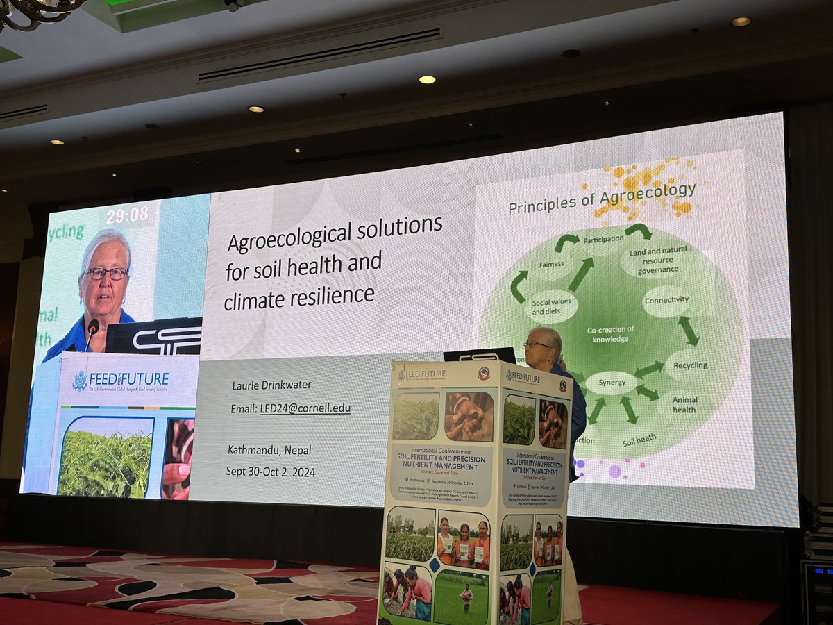 Shero Dr laurie Drinkwater a soils professor ⁦<a href="/Cornell/">Cornell University</a>⁩ is illuminating how soil health is managing Carbon Nitrogen &amp; Water together for sustainable farming #savesoil nutient management thru ecology and systems science leads the way #agroecology