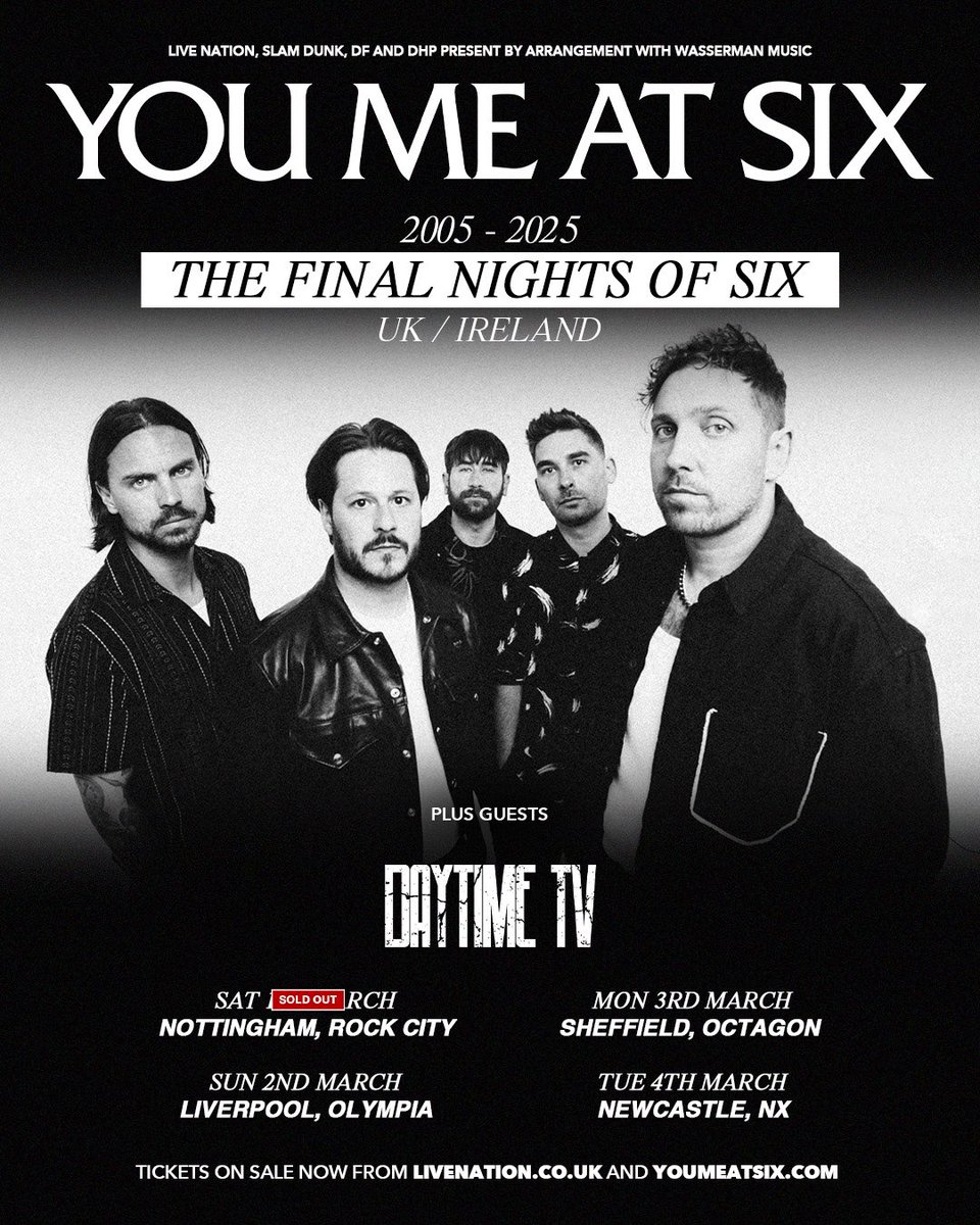 💥Buzzing to announce we’ll be supporting the iconic <a href="/youmeatsix/">You Me At Six</a> on part of their farewell tour! 

Remaining tickets here: livenation.co.uk/artist-you-me-…

For any sold out shows, head to <a href="/tixelofficial/">tixel</a> here: tixel.com/uk/music-ticke…

LETSGOOOO 🖤💥x