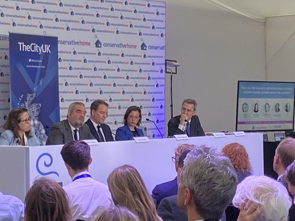 In Birmingham for Conservative Party Conference. First up today a meeting organised by ⁦<a href="/TheCityUK/">TheCityUK</a>⁩ and ⁦<a href="/ConHome/">ConservativeHome</a>⁩. Shadow treasury minister ⁦<a href="/GarethDavies_MP/">Gareth Davies MP</a>⁩ among the panellists fielding questions on financial crime, venture capital among other topics. #cpc24